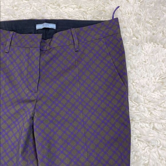 Prada Straight Leg Plaid Wool Blends Pants - Picture 3 of 7